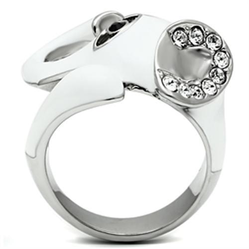 TK663 - High polished (no plating) Stainless Steel Ring with Top Grade Crystal in Jet