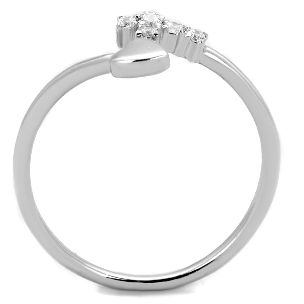 3W860 - Rhodium Brass Ring with AAA Grade CZ  in Clear