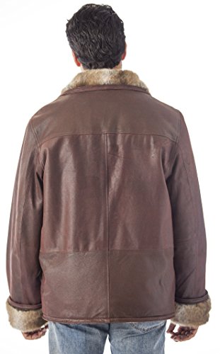 REED Men's Zip Up Collar Sheep Skin Leather Shearling Style Coat