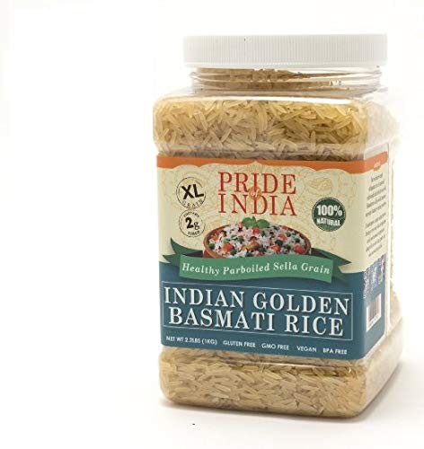 Extra Long Indian Golden Basmati Rice - Healthy Parboiled Sella Grain Jar