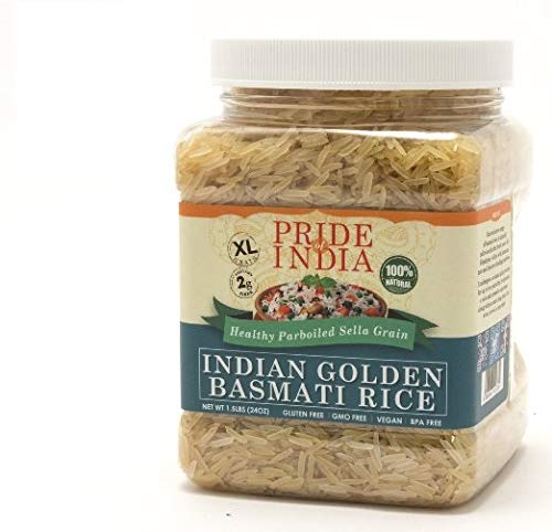 Extra Long Indian Golden Basmati Rice - Healthy Parboiled Sella Grain Jar