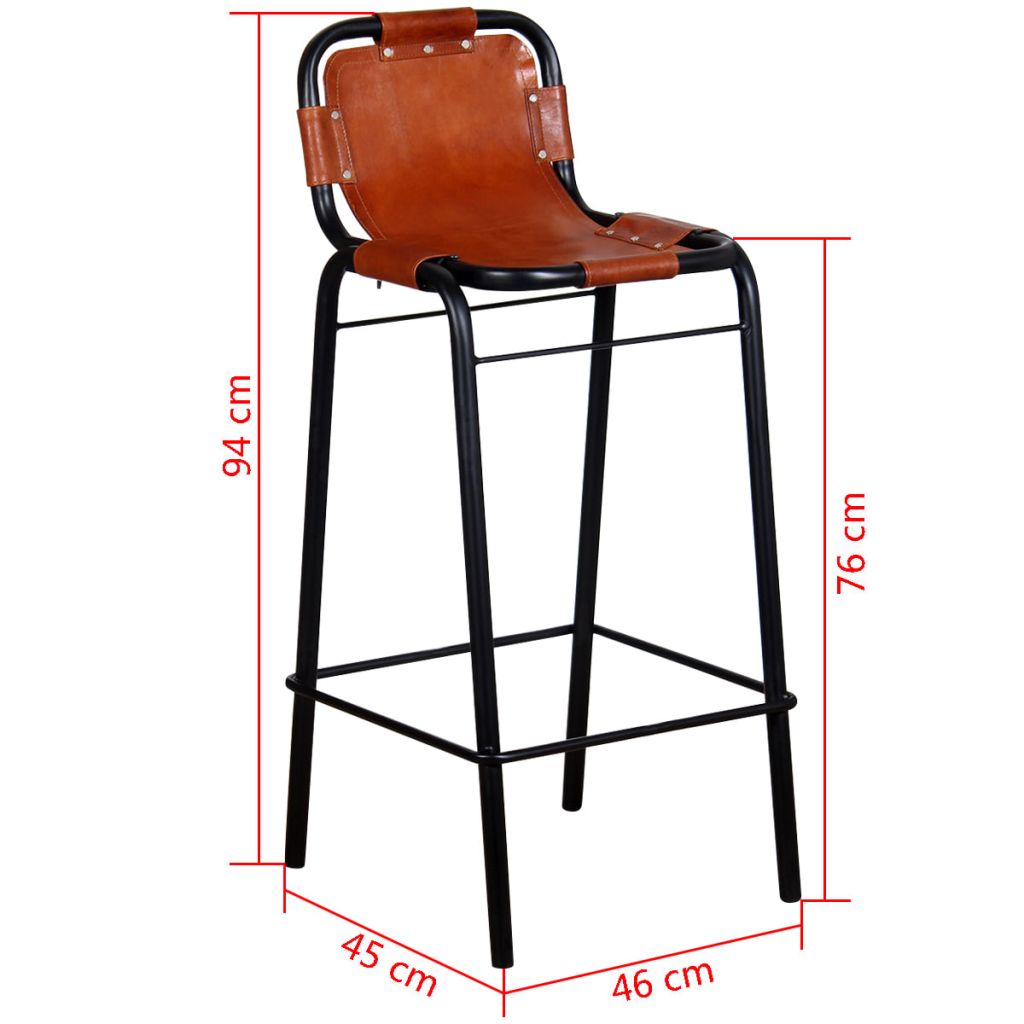 vidaXL Bar Stools 2 pcs Real Leather
