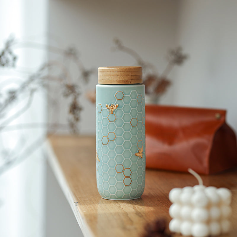 Honey Bee Travel Mug / Gold 16 oz