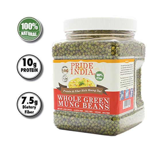 Indian Whole Green Mung Gram - Protein & Fiber Rich Moong Whole Jar