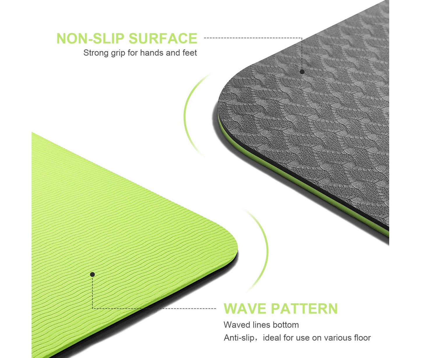 Eco Friendly Reversible Color Yoga Mat with Carrying Strap