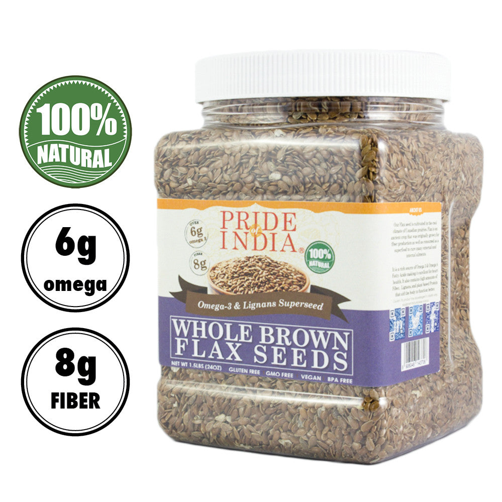Whole Brown Flax Seeds - Omega-3 & Lignan Superfood Jar
