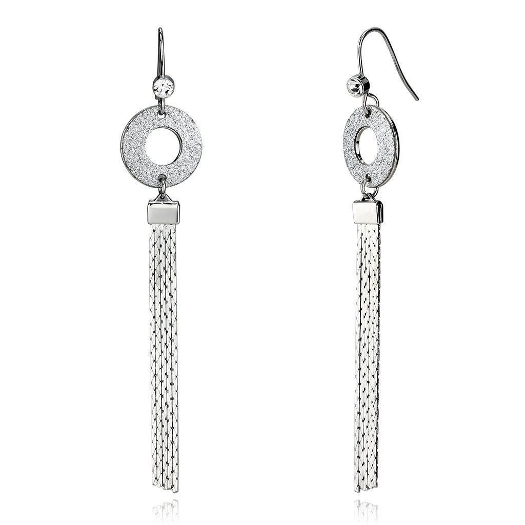 LO2749 - Rhodium Iron Earrings with Top Grade Crystal  in Clear