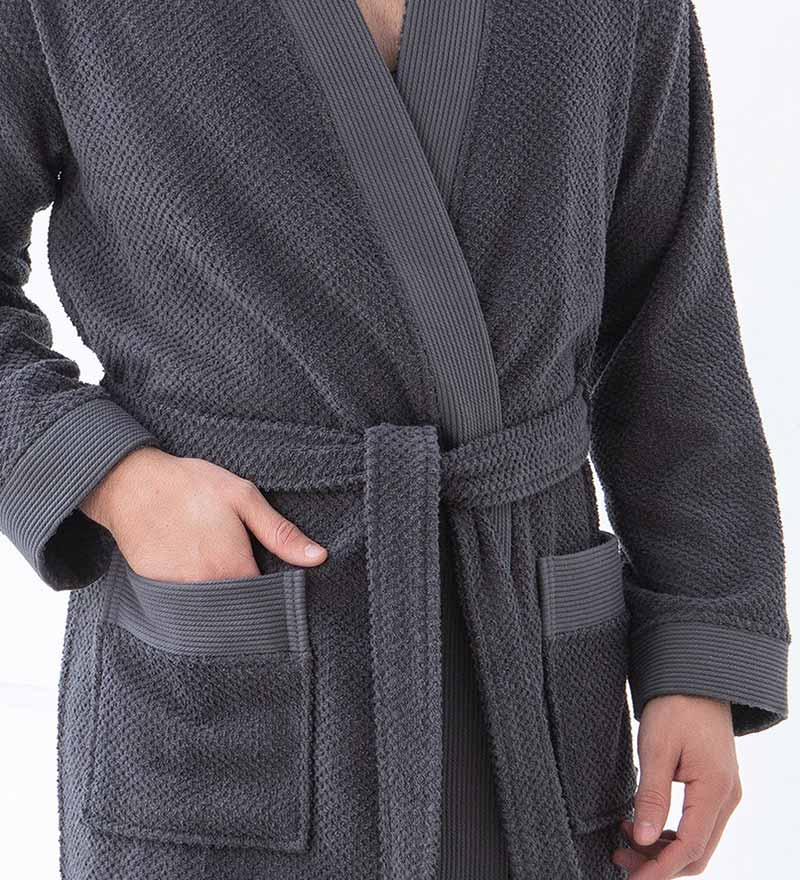 Men's Turkish Cotton Terry Cloth Kimono Robe-11