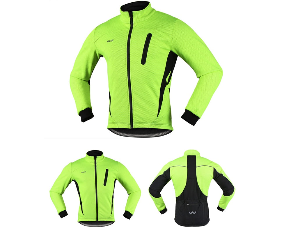 Men Thermal Cycling Jacket Winter Warm Up Fleece Bicycle Clothing Windproof Waterproof Sports Coat MTB Bike Jersey