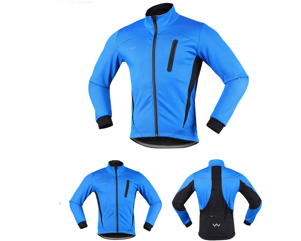 Men Thermal Cycling Jacket Winter Warm Up Fleece Bicycle Clothing Windproof Waterproof Sports Coat MTB Bike Jersey