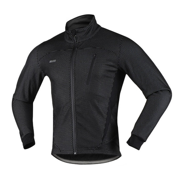 Men Thermal Cycling Jacket Winter Warm Up Fleece Bicycle Clothing Windproof Waterproof Sports Coat MTB Bike Jersey