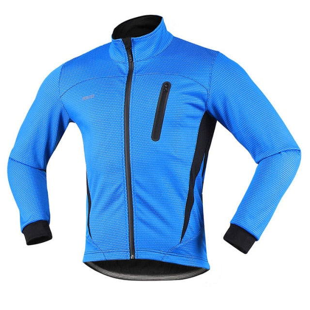 Men Thermal Cycling Jacket Winter Warm Up Fleece Bicycle Clothing Windproof Waterproof Sports Coat MTB Bike Jersey