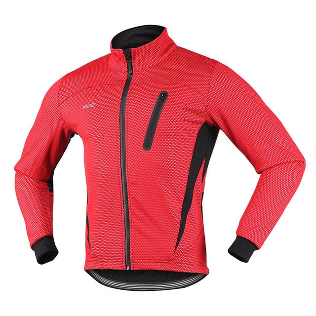 Men Thermal Cycling Jacket Winter Warm Up Fleece Bicycle Clothing Windproof Waterproof Sports Coat MTB Bike Jersey