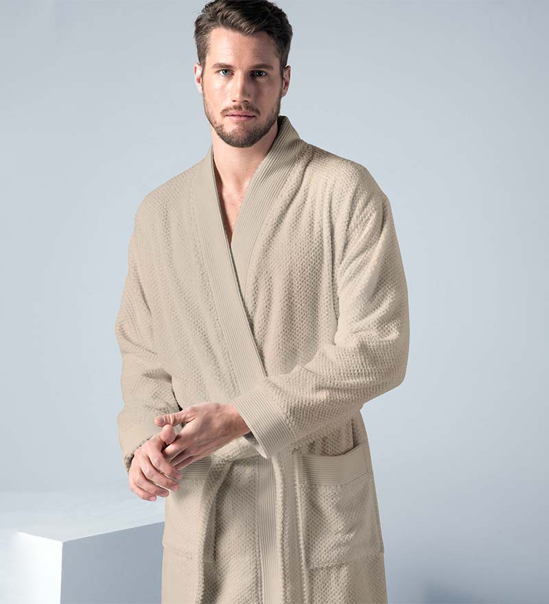 Men's Turkish Cotton Terry Cloth Kimono Robe-3