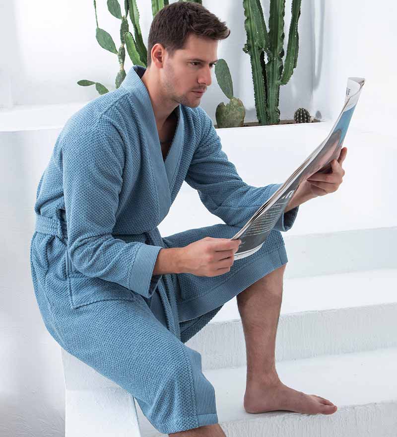 Men's Turkish Cotton Terry Cloth Kimono Robe-6