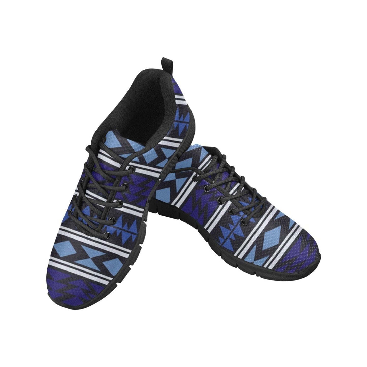 Uniquely You Womens Sneakers, Blue and Black Aztec Print Running Shoes