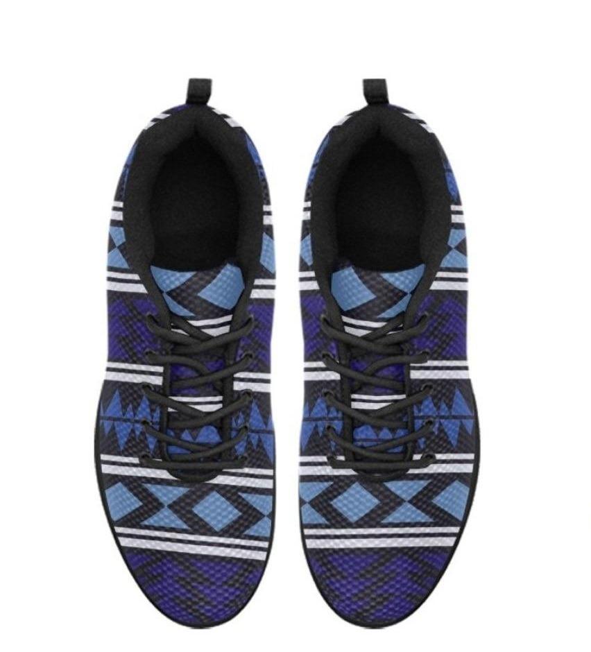 Uniquely You Womens Sneakers, Blue and Black Aztec Print Running Shoes