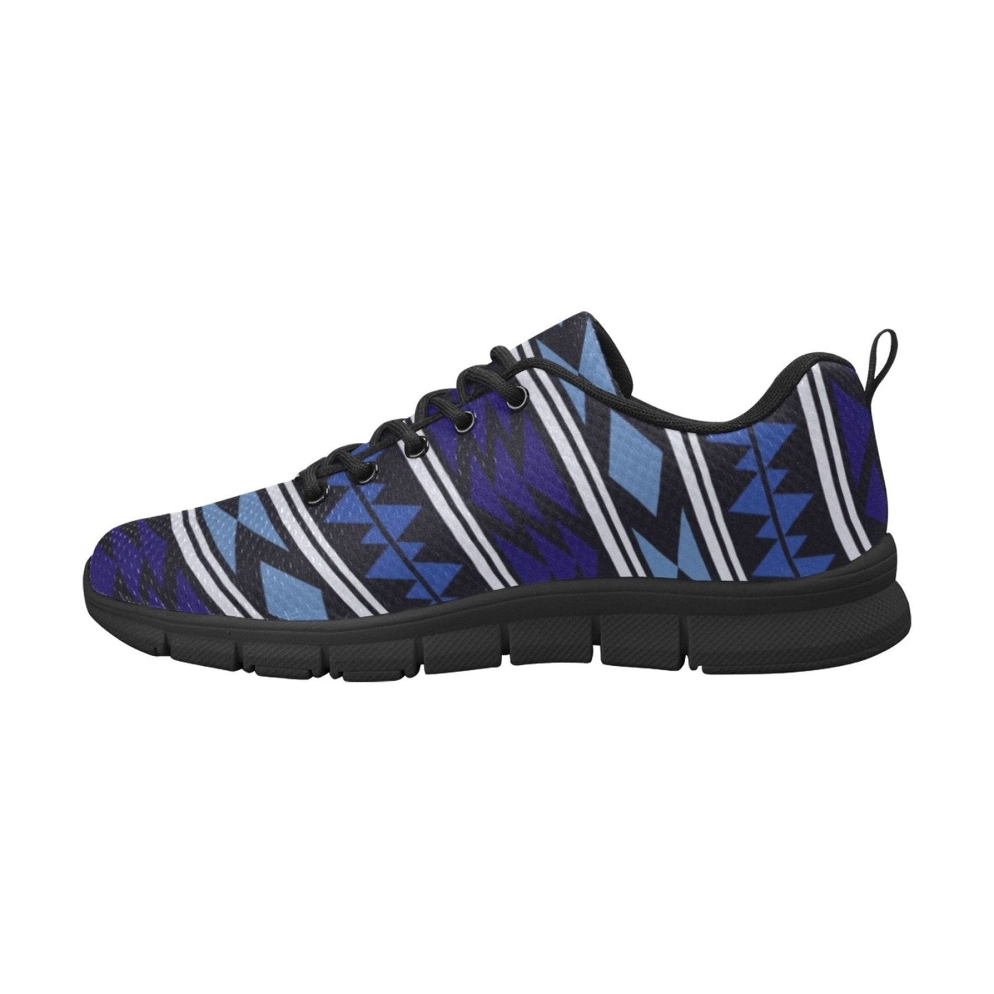 Uniquely You Womens Sneakers, Blue and Black Aztec Print Running Shoes