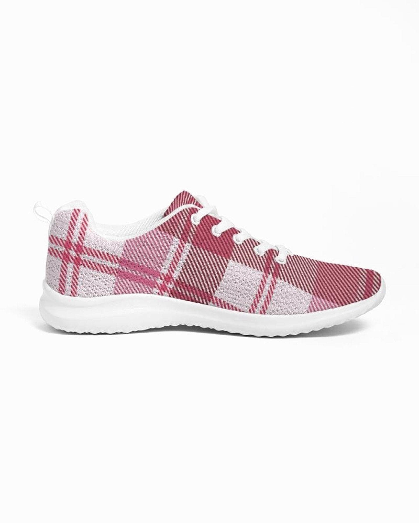 Uniquely You Womens Sneakers - Pink & White Plaid Running Sports Shoes