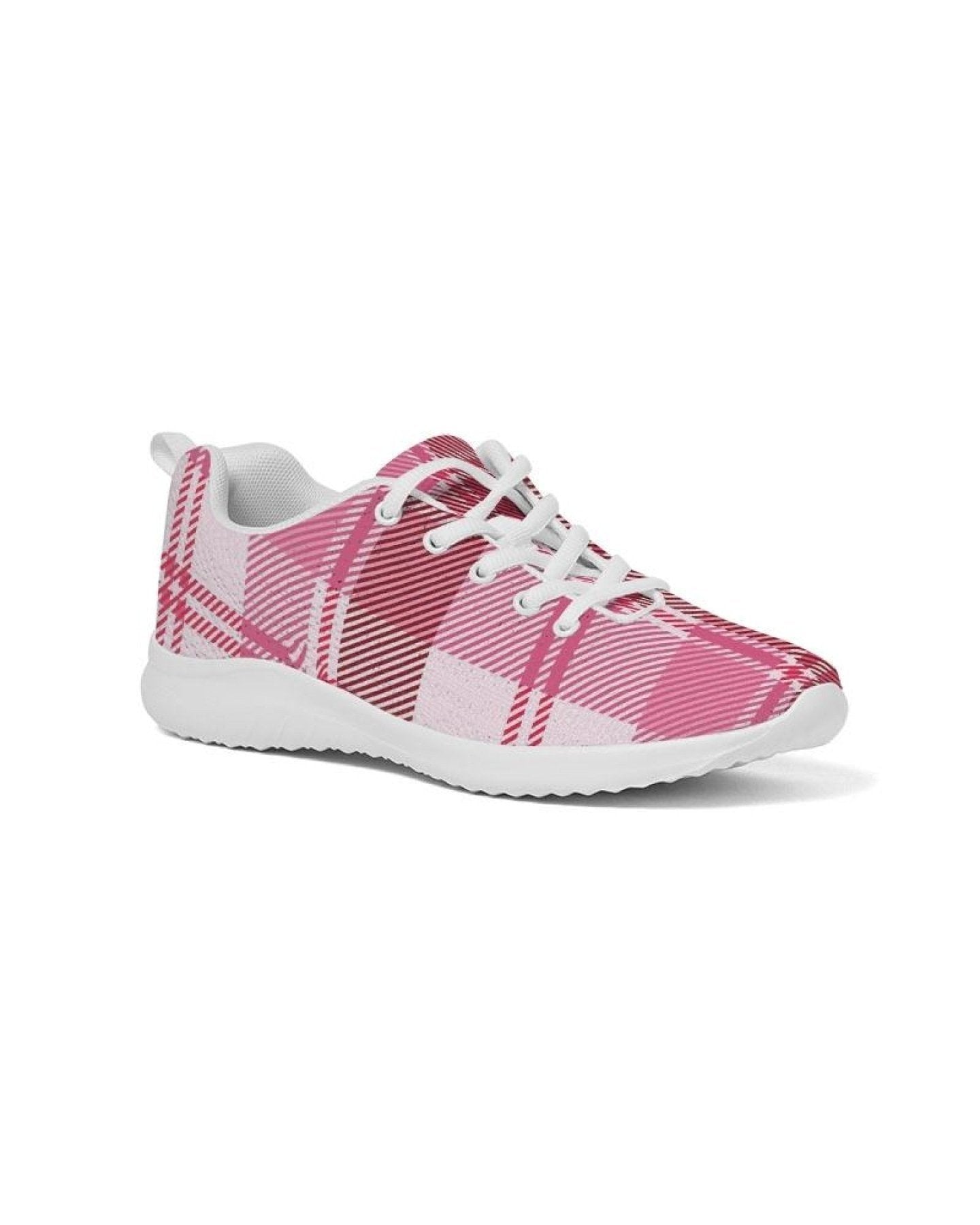 Uniquely You Womens Sneakers - Pink & White Plaid Running Sports Shoes