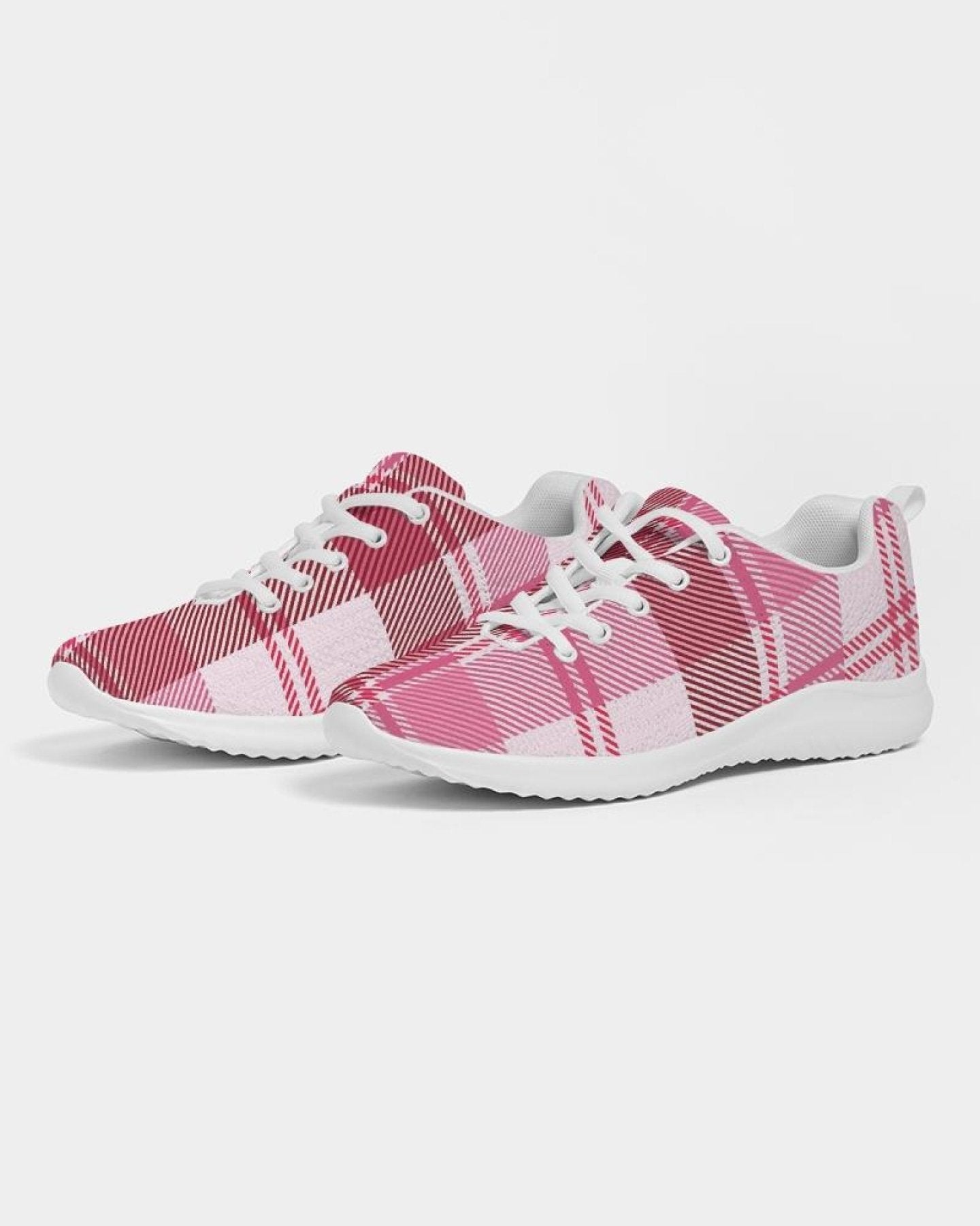 Uniquely You Womens Sneakers - Pink & White Plaid Running Sports Shoes