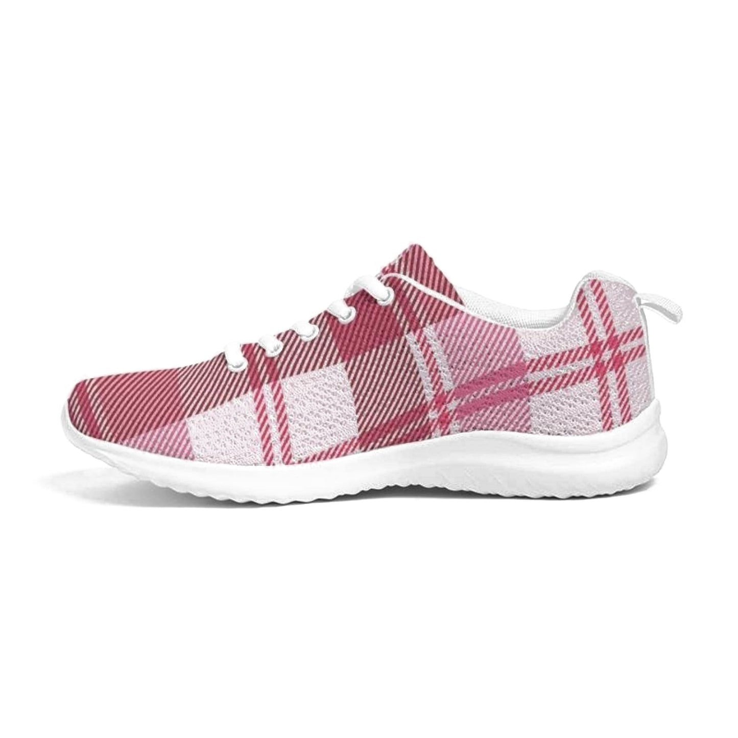 Uniquely You Womens Sneakers - Pink & White Plaid Running Sports Shoes