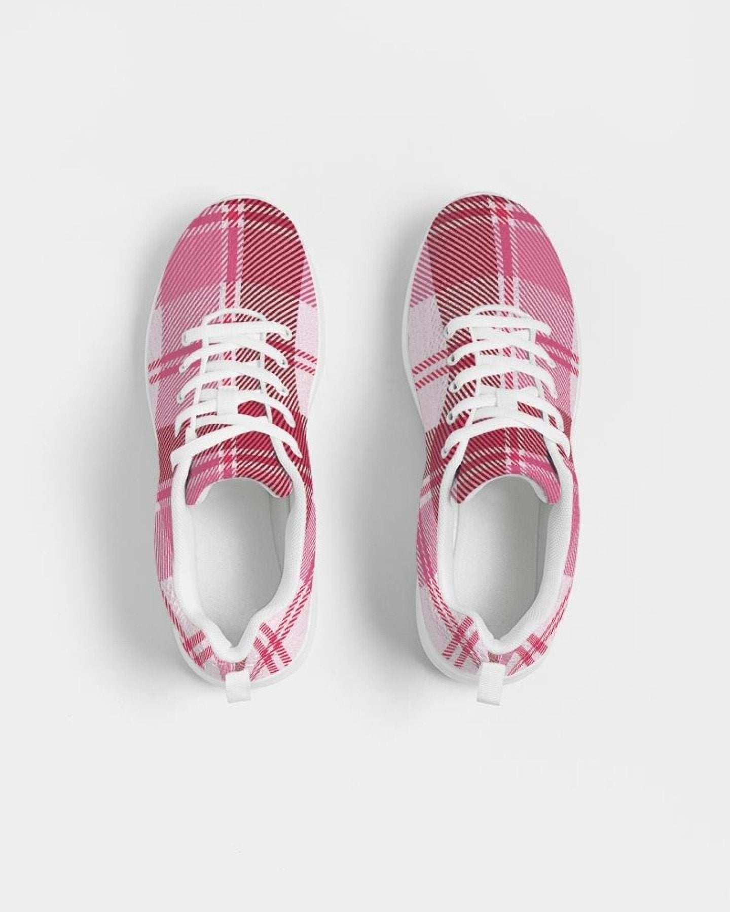 Uniquely You Womens Sneakers - Pink & White Plaid Running Sports Shoes